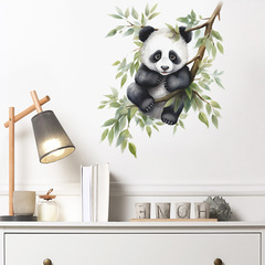 Wholesale Cute Cartoon Bamboo Panda Children's Bedroom Entrance Home Decor Sticker Self-Adhesive Decal Cross-Border