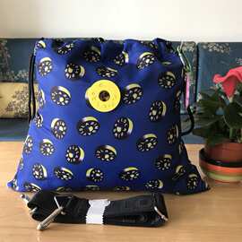 西班牙字母抽带收纳袋休闲女单肩斜挎包迷你百搭时尚水桶包 休闲