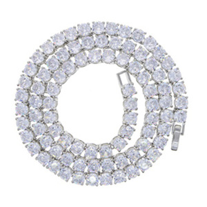Europeo y americano 5mm completo diamante tenis cadena de una sola fila diamante tenis cadena collar hip hop moda hombres y mujeres calle joyería