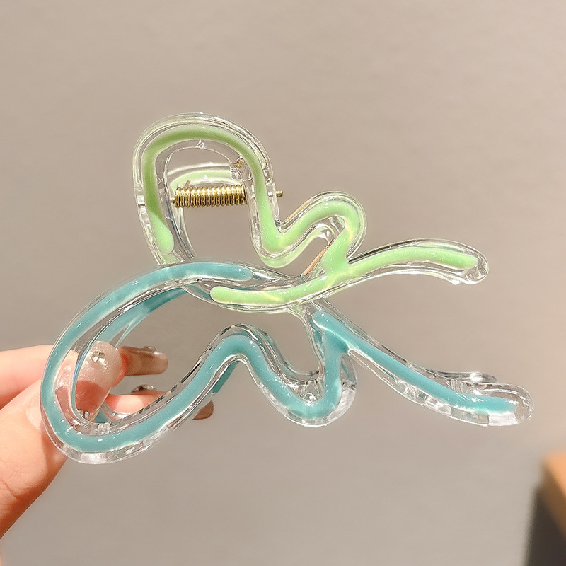 女性の髪のための夏のグラデーションバタフライクリップ、後頭部のためのカラフルなヘアクリップ、大きなサメクリップ、ヘアクリップ|undefined