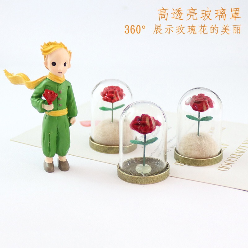 DIY Hand-held Rose Glass Cover Around Little Prince Rose Car Ornaments Valentine's Day Birthday Gift
