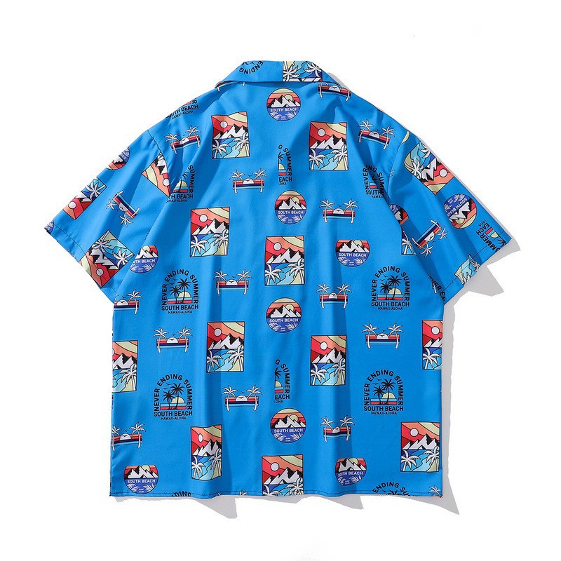 TKPA crossover street graffiti abstracto verano camisa de manga corta para hombre hip-hop suelto estilo bf casual pareja camisa