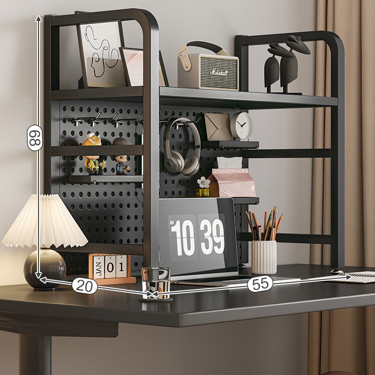 Agujero de escritorio tablero de hierro estantería escritorio rack de almacenamiento dormitorio estante de almacenamiento en capas escritorio hogar organizador rack