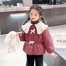 女童棉服外套秋冬加厚儿童棉衣2025新款小女孩洋气翻领加棉公主服