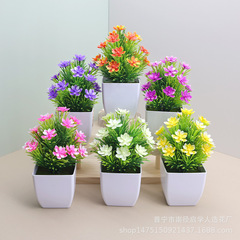 メーカーは観音蓮の小さい鉢植えの造花のセットのデスクトップの置物の2元の店のアイデアを提供して緑の植物の卸売りをシミュレーションします。