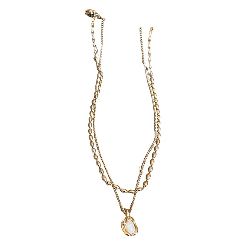 Collar de perlas de doble capa irregular simple francés collar de moda ins Cadena de clavícula de alto grado collar de temperamento para mujeres