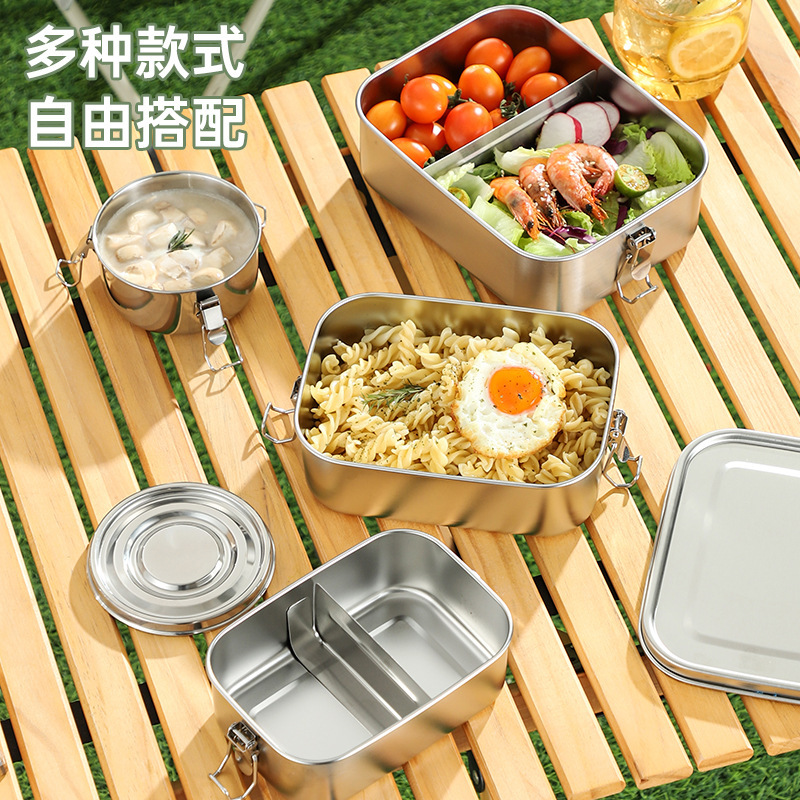 304ステンレス製の弁当箱屋外のピクニック弁当箱のタッパー家庭用仕切り密封された多格ランチボックスの食器|undefined