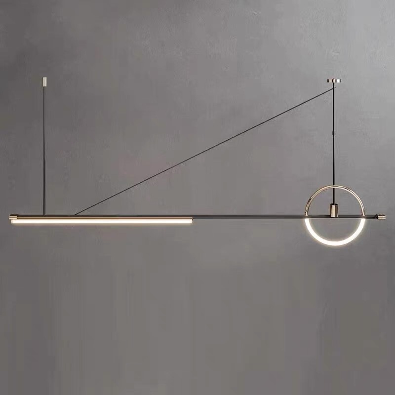 New Nordic Line Long Restaurant Chandelier Modern Simple Bar Front Desk Island Table Designer Model Room Lamps