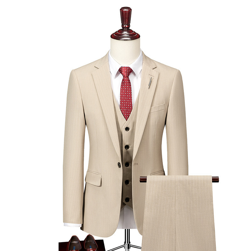Cross-border Striped Suit Yarn-dyed Groom Wedding suit Men's Korean-style Slim-fit British Dress Suit Best Man Group Cross-border Striped Suit Yarn-dyed Groom Wedding suit Men's Korean-style Slim-fit British Dress Suit Best Man Group