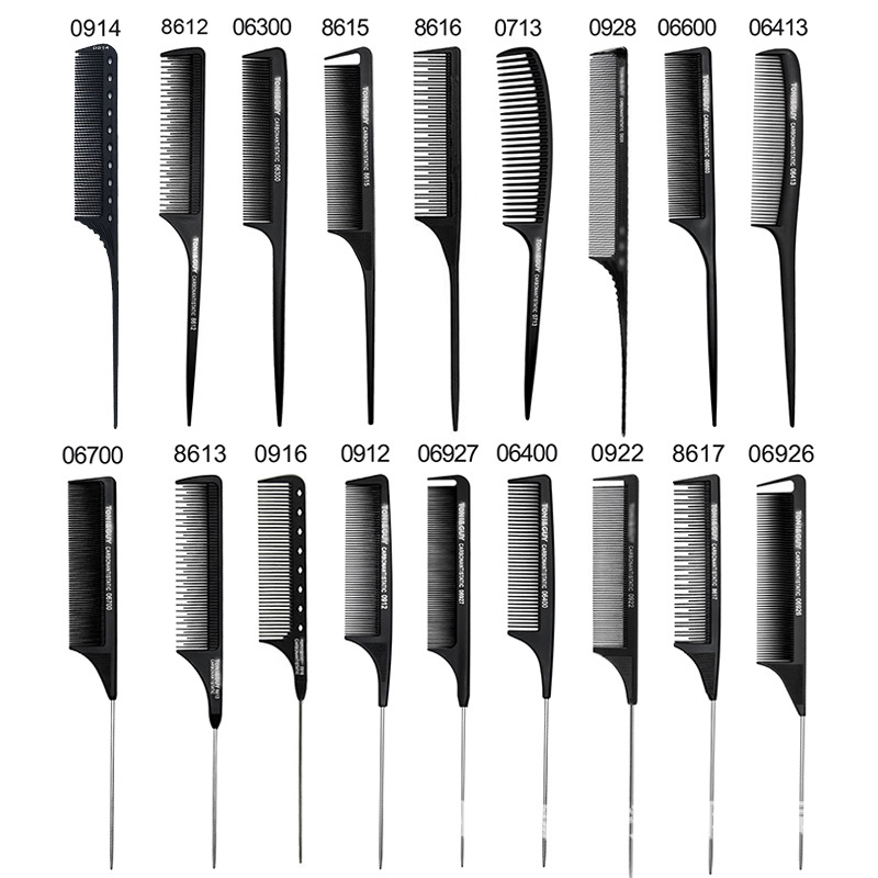 Fuente fabricante transfronterizo Tapa de Tony Venta caliente transfronteriza Peluquería Herramientas de peluquería Venta caliente Peine de cola puntiaguda Exceptor de permanente de dientes densos