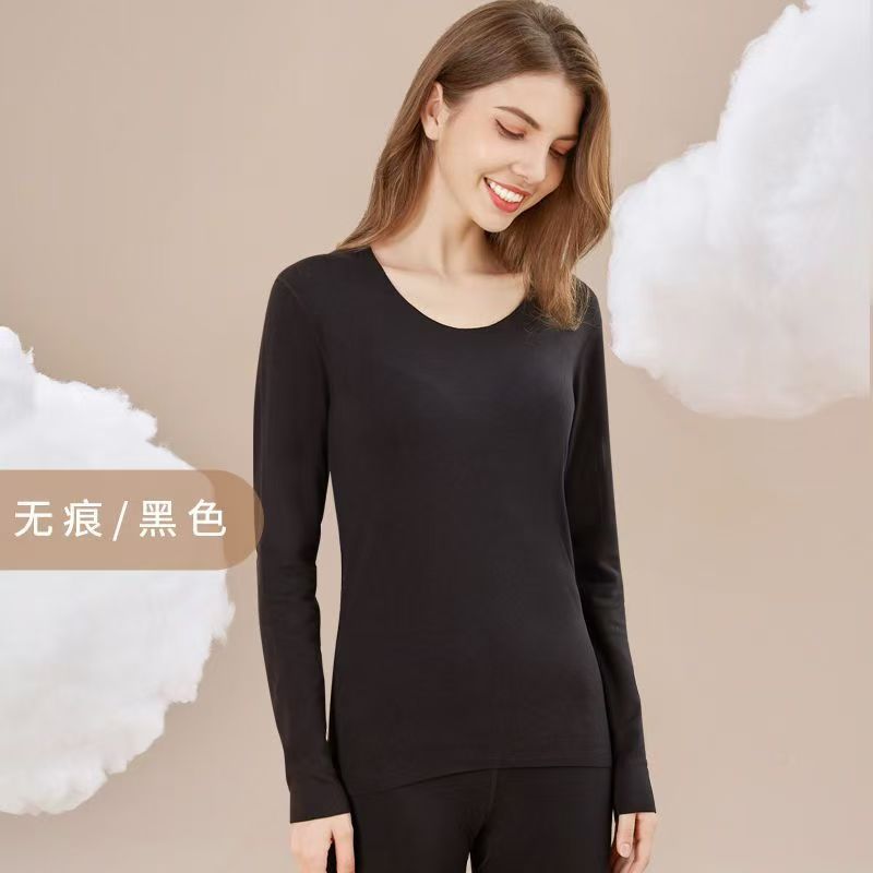 Ropa interior caliente sin marca otoño invierno grueso camiseta de fondo apretada de lana de doble cara chaqueta de otoño conjunto de pantalones de otoño