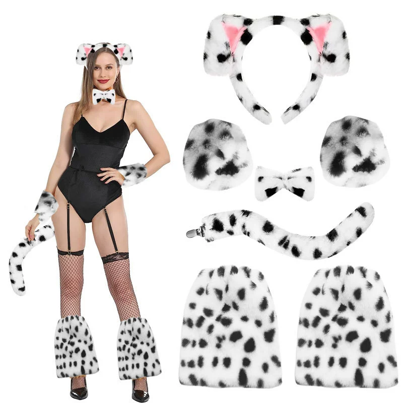 Плюшевая повязка на голову с ушками далматина 2025 – реалистичные уши животного, костюм для косплея далматина, свежий и милый