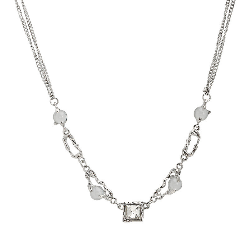 Women's Gender Plating, Inlay Design Casual Simple Style Star Heart Shape Rectangle Titanium Steel Plating Inlay Zircon Pendant Necklace