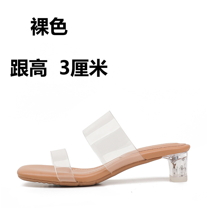 Sandallas de tacón alto transparentes con base suave para mujeres 2026 nuevas zapatillas frías de verano de talón medio de cristal de talón grueso image 8
