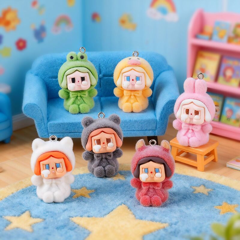 2025 New Keychain Pendant Crying Baby Flocking Small Ornaments Bag DIY Decoration Creative Gift Plush Toy