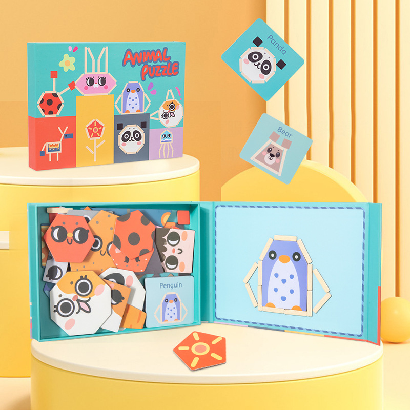 Rompecabezas animal magnético juguetes creativos educativos para niños bebé jardín de infantes rompecabezas de imagen plana magnética 2-5 regalo 3 image 4