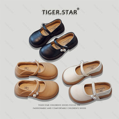 Children's Princess Soft Sole Mary Jane Shoes 2024 Spring and Autumn New Baby Bean Bean Patent Leather Single Shoes