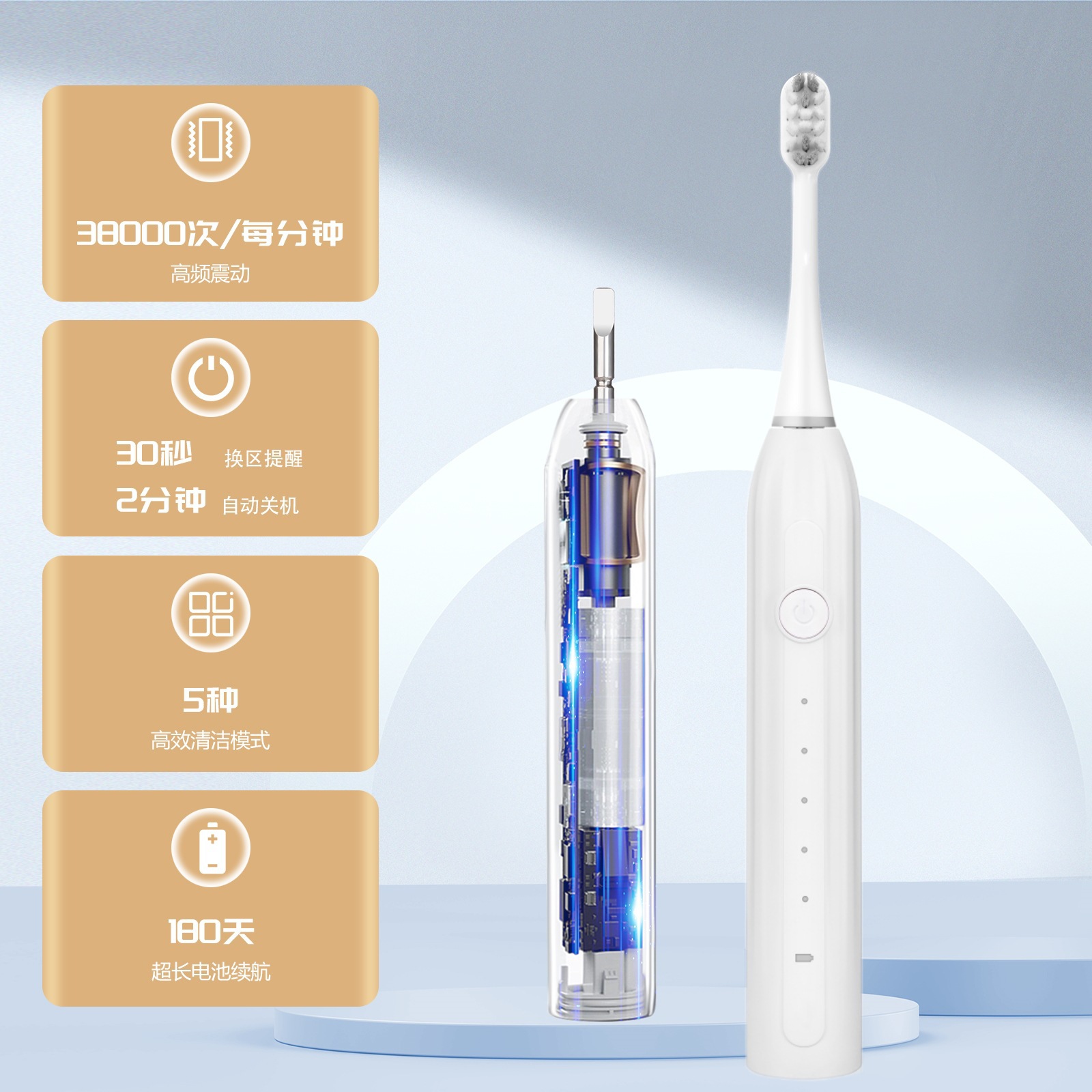 Household Sonic Smart Electric Toothbrush with Paint Feel, 5-Speed Adjustment, Brushing Suspension Motor, Whitening Teeth, Magnetic Levitation