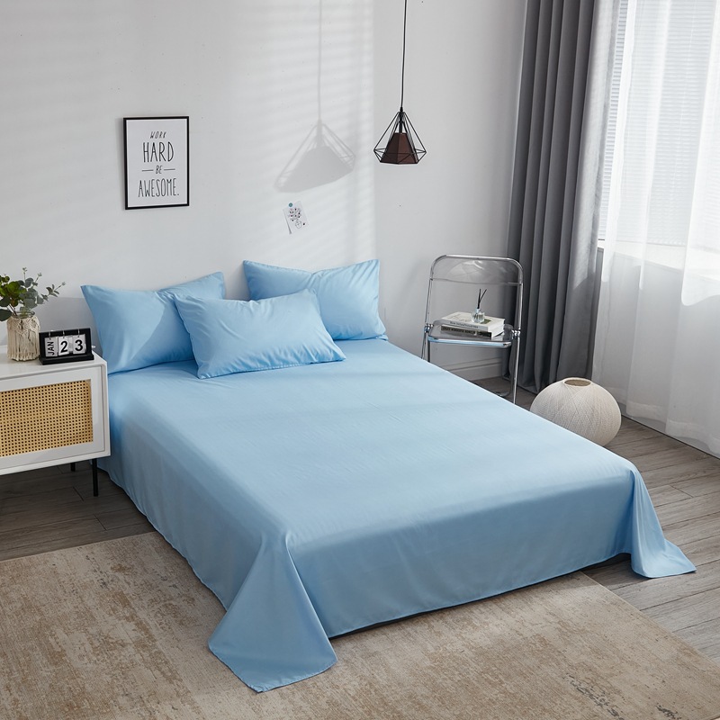 Polyester Solid Color Bed Sheet for Ship Dormitory, Double or Single, Synthetic Fiber Brushed Bed Cover, Polyester Fiber Quick-Dry Single Bed Sheet