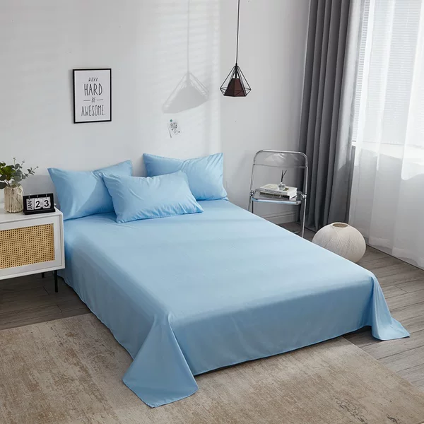 Polyester Solid Color Bed Sheet for Ship Dormitory, Double or Single, Synthetic Fiber Brushed Bed Cover, Polyester Fiber Quick-Dry Single Bed Sheet