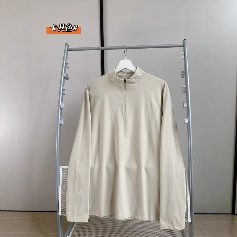031915   箭头 长袖T恤纯色半拉链运动休闲上衣男士户外打底2025|undefined