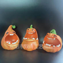 万圣节聚会大口南瓜怪桌面装饰摆件跨境家居玄关南瓜头收纳摆件
