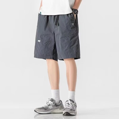 New Harajuku trend all-matching simple Japanese casual shorts, men's summer loose straight mid-pants, lazy and unbranded