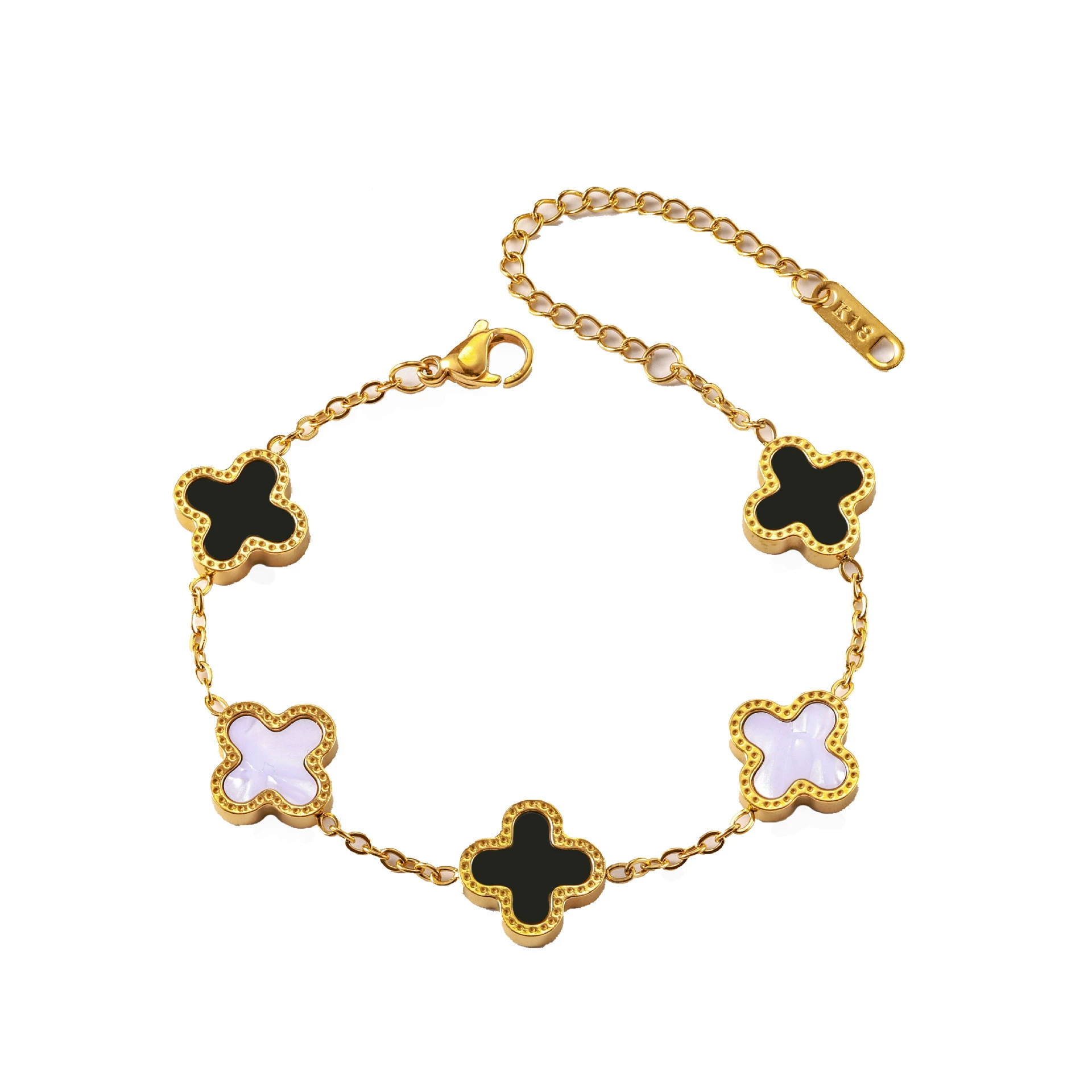 (cross-border trading), trend bracelet stainless steel, amazon, four-leaf clover, 750 sample gold