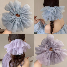 韩版新款马尾头绳女洛丽塔裙摆甜美雪纺大肠发圈外出百搭气质发绳