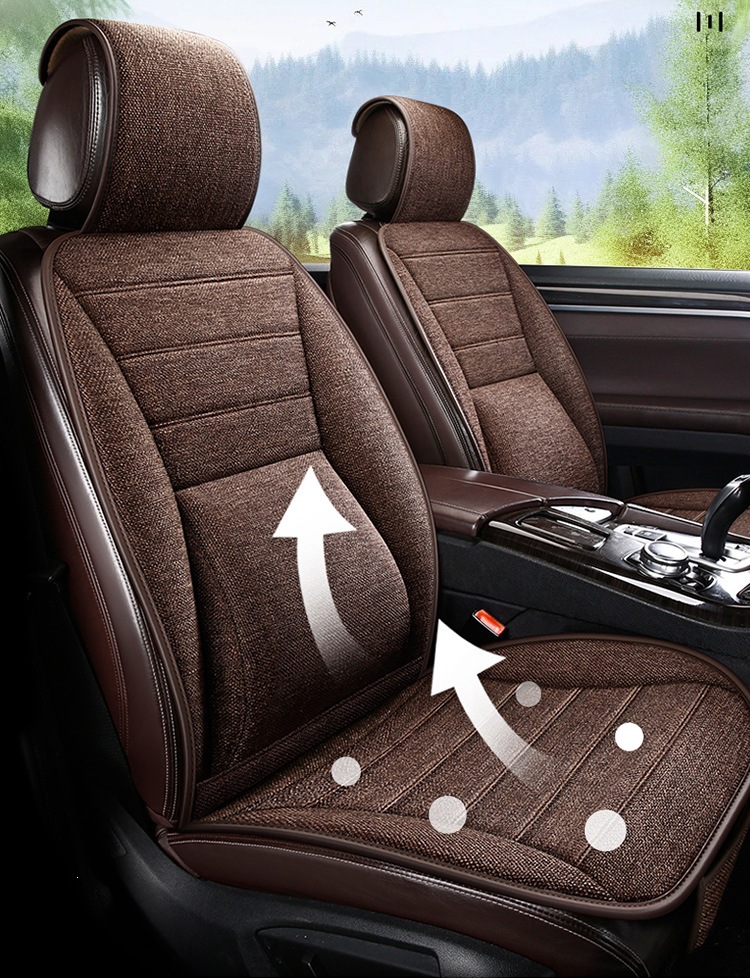 New Linen Large Lumbar Support Cushion, Breathable Fabric for All Seasons, Slim Waist Design, Five-Seater Car Seat Cover, Non-Slip Linen Seat Cushion