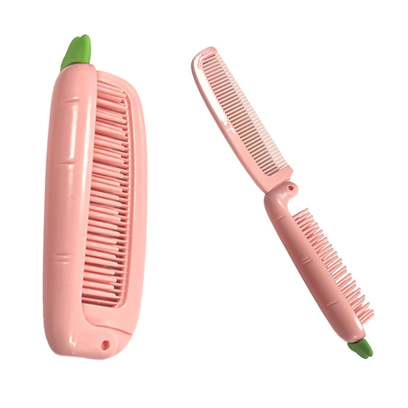 Peines de peinado herméticos plegables niños dibujos animados zanahoria peinado recto doble uso peinado portátil herramientas de peluquería peine de plástico