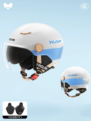 3C Certified Motorcycle Electric Vehicle — Motosiklet kaskı (dəbilqə) - 3c-jieyu-blue-internal-and-external-dual-mirrors-heatmax-removable-ear-protection-one-size-fits-all