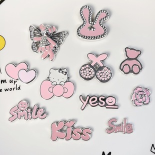 Summer fresh small fragrant style pink cat love accessories DIY hair accessories mobile phone case hole shoes material