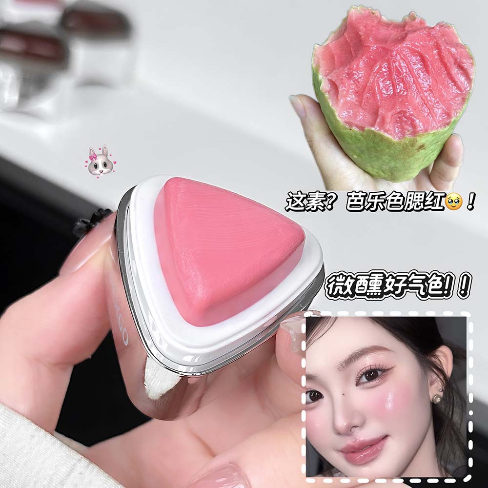 LUCKGO Silver Mirror Triangle Blush Cream Aqueous Blush en la cara no se pega en polvo, blush suave y blanqueador maquillaje transfronterizo