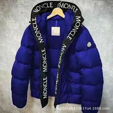 冬季跨境蒙家字母刺绣加厚连帽棉服时尚男女情侣同款外套潮牌长袖