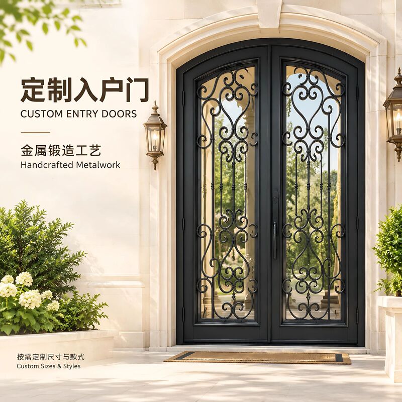 Factory Entrance Door, Entry Door, Hand-Forged Double Door, Luxury Entrance Door, Custom Copper