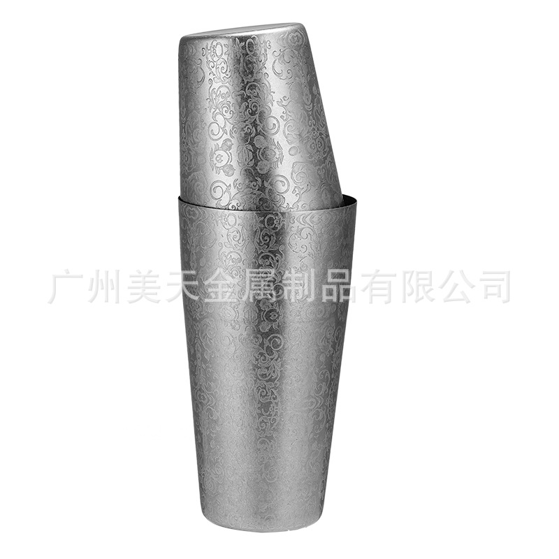 La taza americana de la coctelera Hall de la tres-Sección de Boston de la coctelera del acero inoxidable 304 helada para los viejos fabricantes del comercio exterior