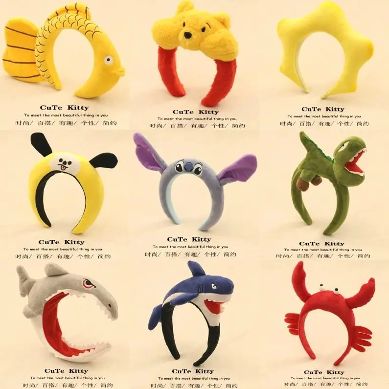 Cute Cartoon Headband, Funny Carp Dinosaur Headband, Super Cute Shark Face Wash Photo, Adult and Kids Performance Hairpin
