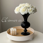 批发黑色花瓶法式中古摆件客厅插花玻璃水培鲜花干花仿真花