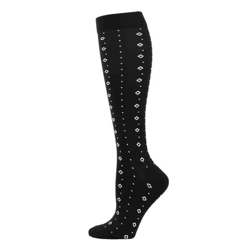Compression Running Socks, Unisex Jacquard Knee-High Socks, Multiple Patterns, S/M & L/XL