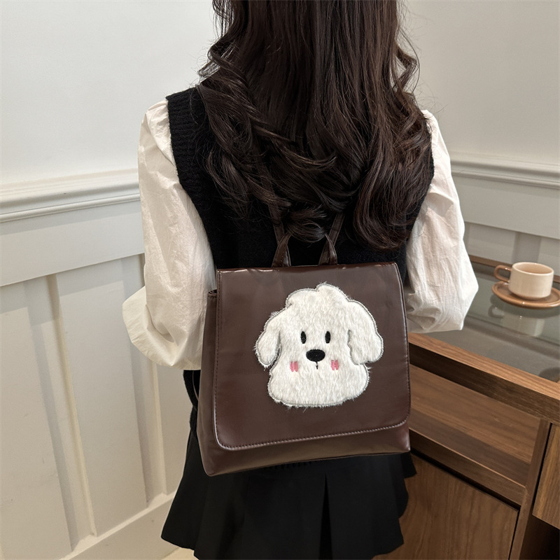 Bolsos para perros de peluche de alto nivel de estilo extranjero, bolsas para mujeres, nueva moda, mochila universitaria popular