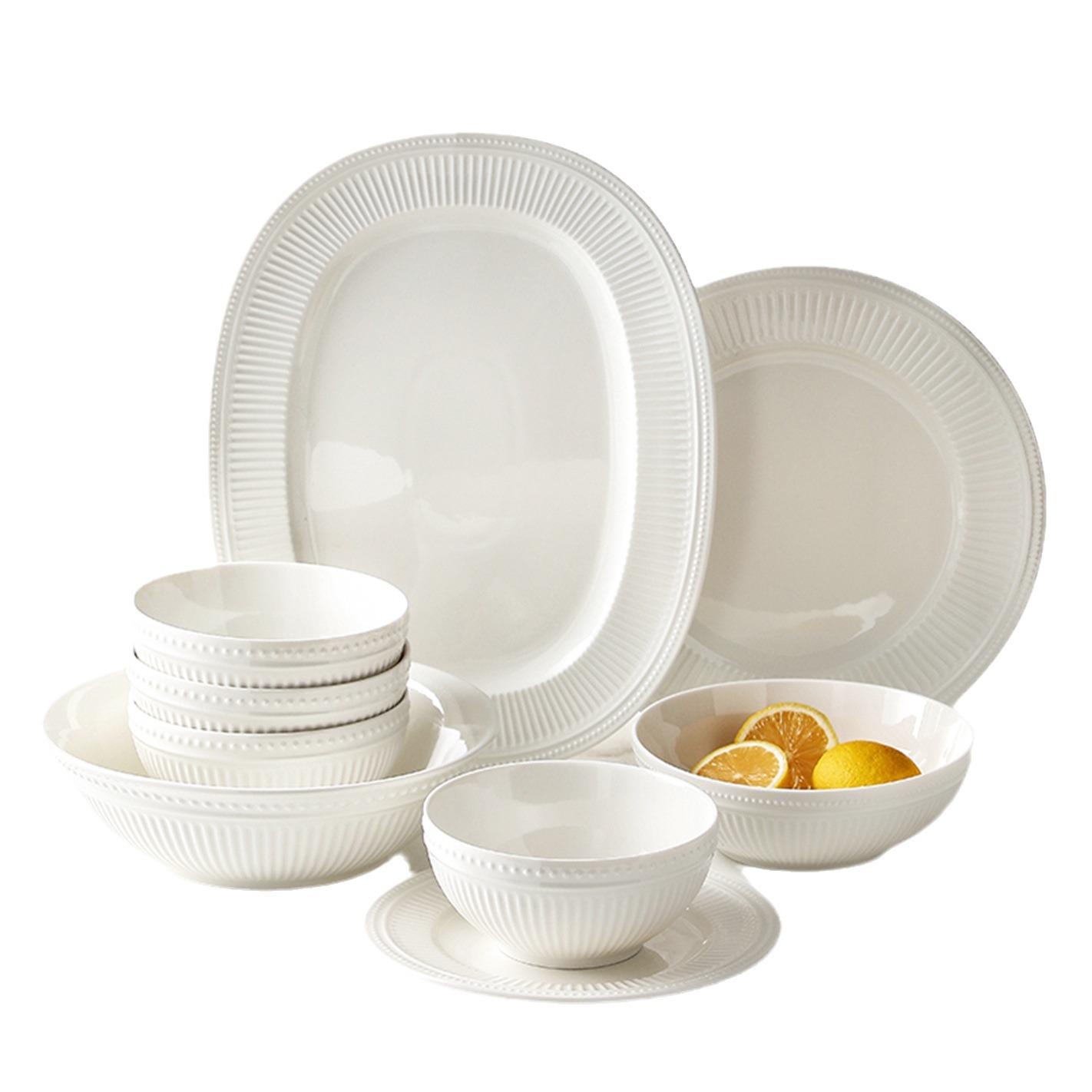 Conjunto de platos de cerámica de color sólido, tazón de arroz de cerámica doméstica, tazón de fideos, tazón de sopa, platos de verduras, platos creativos de comida occidental, platos de hotel, porcelana