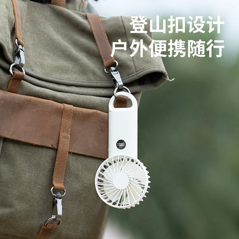 2024 New Outdoor Handheld Small Fan USB High Wind Power Digital Portable Climbing Clip Mini Electric Fan Cross-border