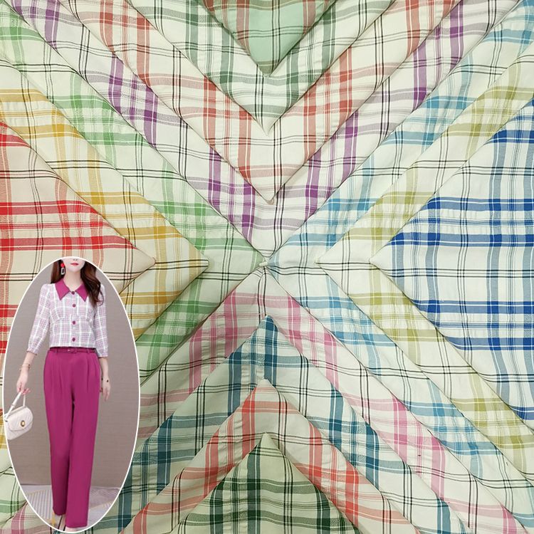 现货 雪花皱格子布 色彩鲜艳齐全 名族风服饰 窗帘家纺用色织面料