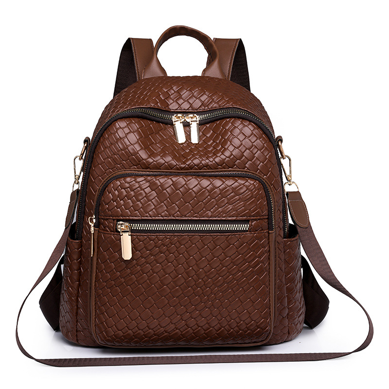 Amazon al por mayor 2024 nuevas señoras casuales PU multifunción mochila de viaje al aire libre tejido de moda