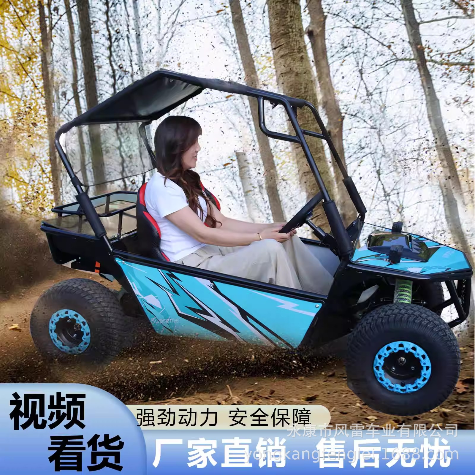 Kart Eléctrico Todoterreno Infantil y Familiar 1000W de Hierro para Exteriores