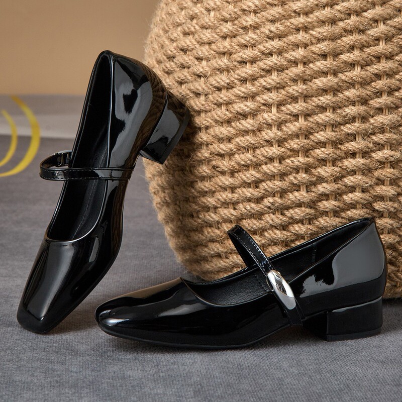 In Stock Now~Cross-Border Foreign Trade Aliexpress Amazon~3Cm Closed-Toe Backless Chunky Heel Mary Jane High-Heeled Sandals