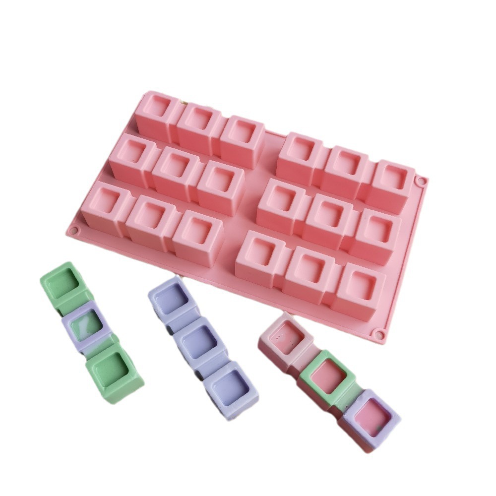 6 con tres cuadrados cóncavos 204 pastel chocolate molde de silicona molde de postre molde de hielo pastel horneado