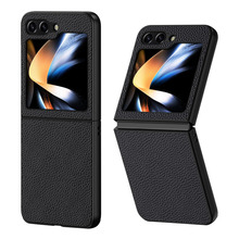 适用三星ZFlip6手机壳真皮小羊皮素皮超薄防摔flip534保护壳皮套