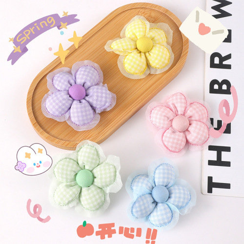 Cute candy color flower brooch jewelry girl heart clothes accessories diy fabric children's hairpin accessories wholesale